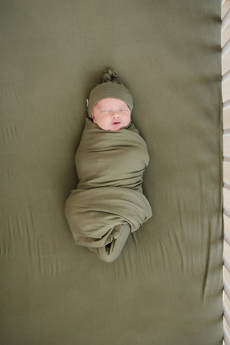 Mebie Baby Olive Bamboo Stretch Crib Sheet