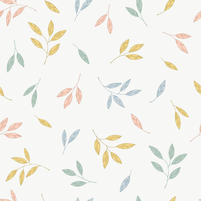 TeepeeJoy Floral Themed Nursery Wallpaper and Kids Room Wallpaper - Vibrant Leaves