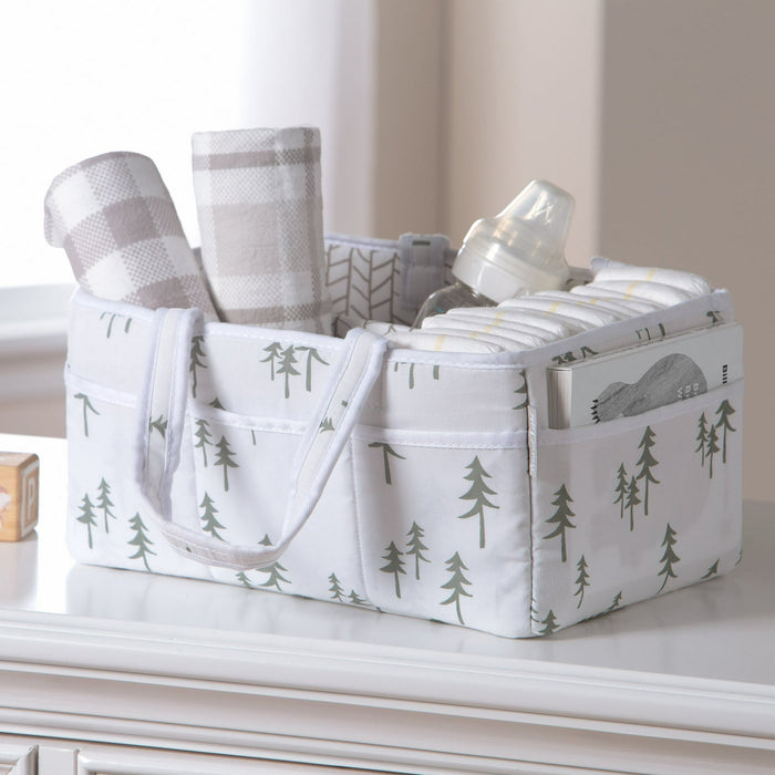 Trend Lab Green and Gray Mountain Baby Cotton Storage Caddy