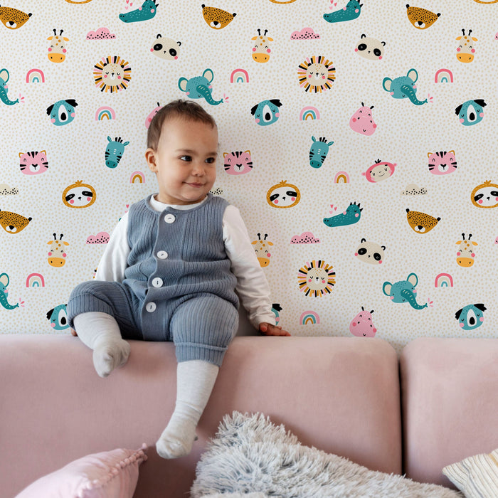 TeepeeJoy Animal Wallpaper for Nursery and Kids Rooms - Jungle Celebration