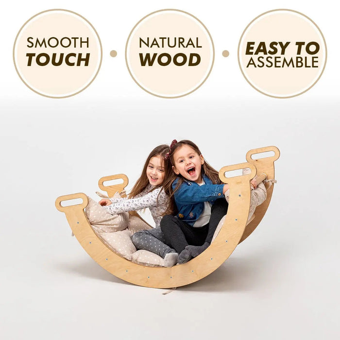 Goodevas 3in1 Montessori Play Set for Toddlers: Arch + Slide + Cushion - Beige