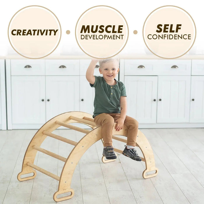 Goodevas 3in1 Montessori Play Set for Toddlers: Arch + Slide + Cushion - Beige