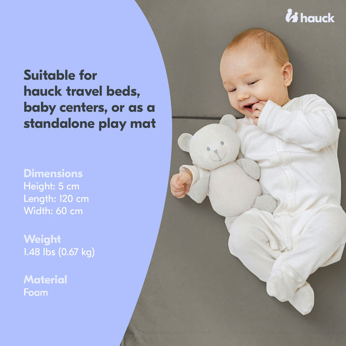 hauck Foldable Portable Foam Toddler Nap Mattress Pad, 24 x 47 Inches, Gray