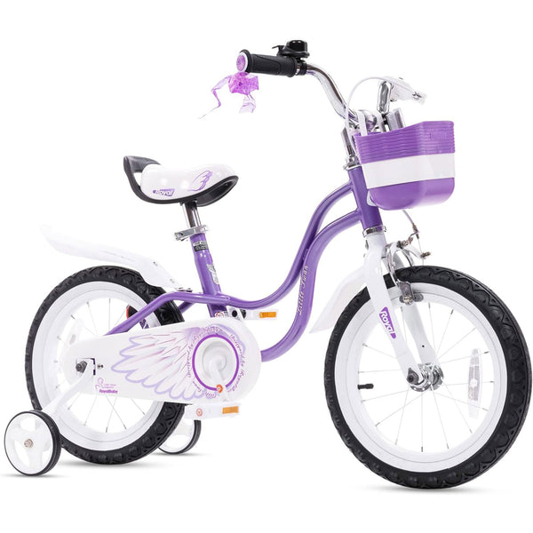 RoyalBaby Princess Girl Kids Bicycle 14 Inch with Training Wheels, Swan/Purple