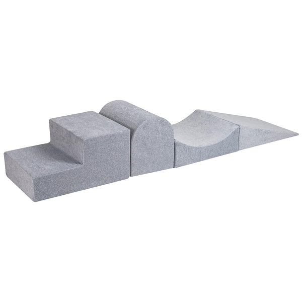 MeowBaby 4 Elements Soft Foam Blocks Playset with Velvet Covers, Light Gray