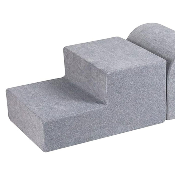 MeowBaby 4 Elements Soft Foam Blocks Playset with Velvet Covers, Light Gray