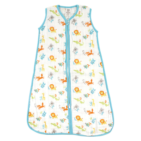 Luvable Friends Baby Sleeveless Muslin Cotton Wearable Blanket, ABC