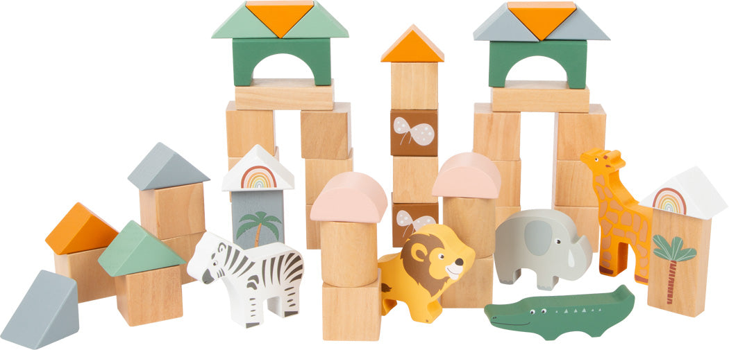 Small Foot Building Blocks Safari Theme 50 Piece Playset