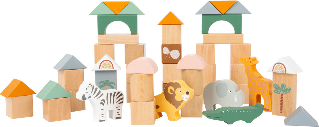 Small Foot Building Blocks Safari Theme 50 Piece Playset