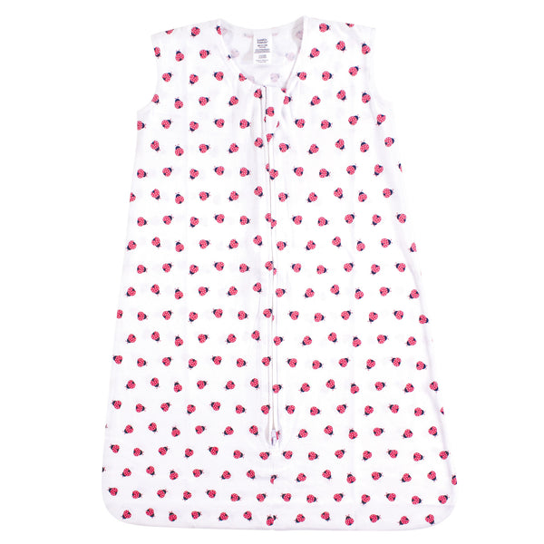 Luvable Friends Baby Girl Sleeveless Jersey Cotton Wearable Blanket, Ladybug