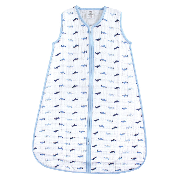 Luvable Friends Baby Boy Sleeveless Muslin Cotton Wearable Blanket, Airplanes