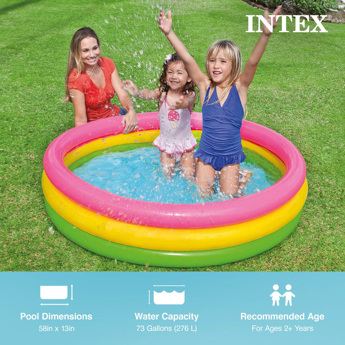 Intex 58" x 13" Inflatable Sunset Glow Backyard Kids Vinyl Splash Pool, 6 Pack