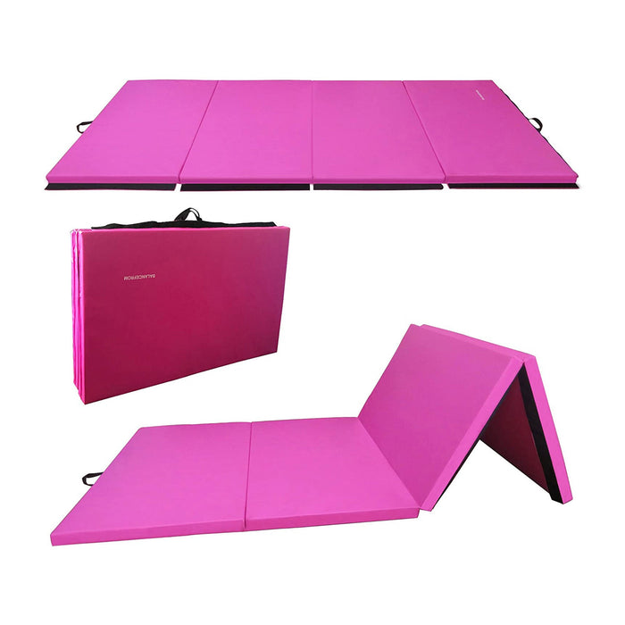 BalanceFrom Fitness 120 x 48 Inch Exercise Mat & Adjustable Gymnastics Bar, Pink