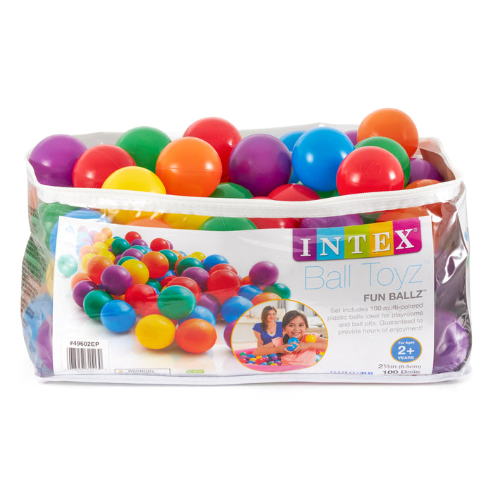 Intex 100 Pack Small Plastic Multi-Colored Fun Ballz For A Ball Pit (2 Pack)