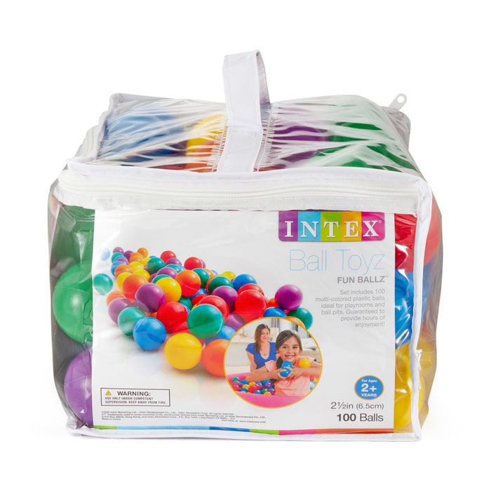 Intex 100 Pack Small Plastic Multi-Colored Fun Ballz For A Ball Pit (2 Pack)