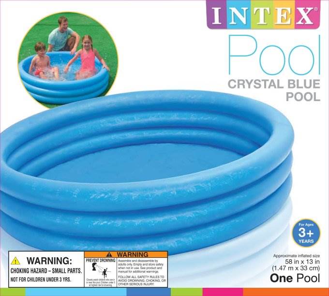 INTEX Crystal Blue Kids Outdoor Inflatable 58" Swimming Pool | 58426EP