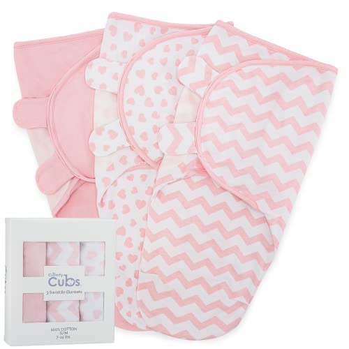 Comfy Cubs Baby Swaddle Blankets 3 Pack - Pink