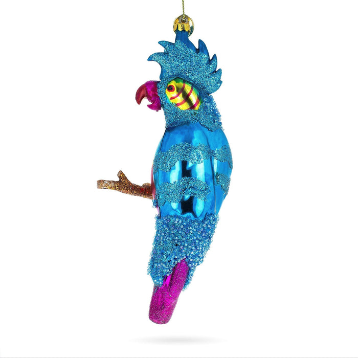 BestPysanky Vibrant Parrot with Colorful Beads - Blown Glass Christmas Ornament