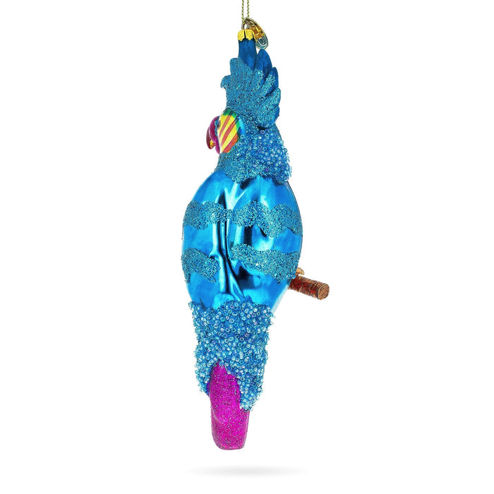 BestPysanky Vibrant Parrot with Colorful Beads - Blown Glass Christmas Ornament