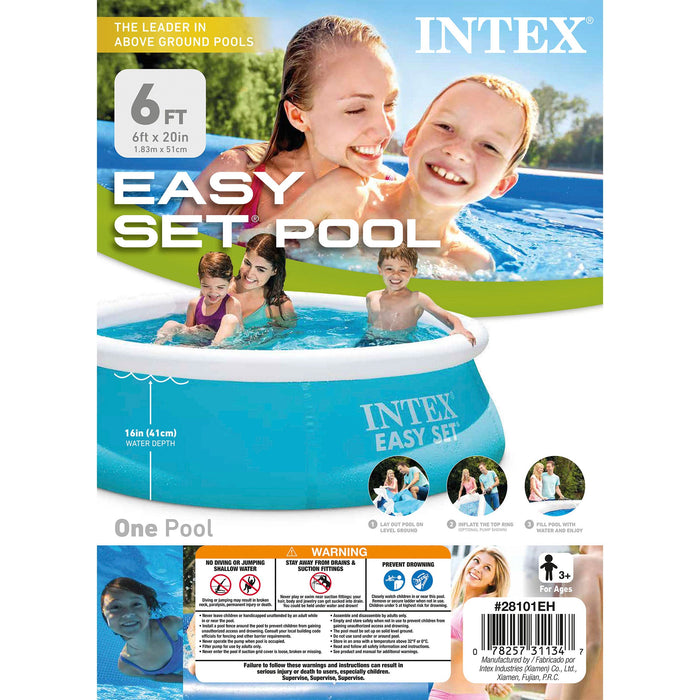 Intex 6ft x 20in Easy Set Inflatable Outdoor Kids Swimming Pool