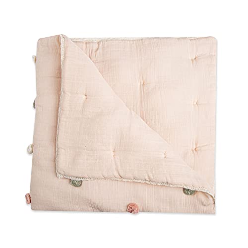 Crane Baby Cotton Muslin Pom Pom Blanket - Parker Rose
