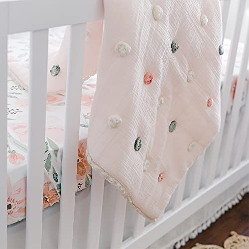 Crane Baby Cotton Muslin Pom Pom Blanket - Parker Rose