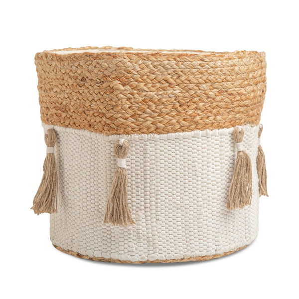 Crane Baby Cotton Canvas Storage Bin - Cotton and Jute Tassel