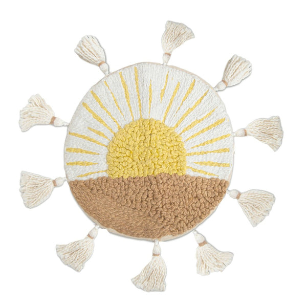 Crane Baby Embroidered Round Throw Pillow - Sunshine