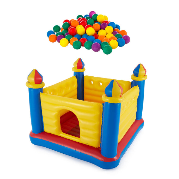 Intex Inflatable Jump O Lene Ball Pit Outdoor Castle Bouncer w/ 100 Play Balls