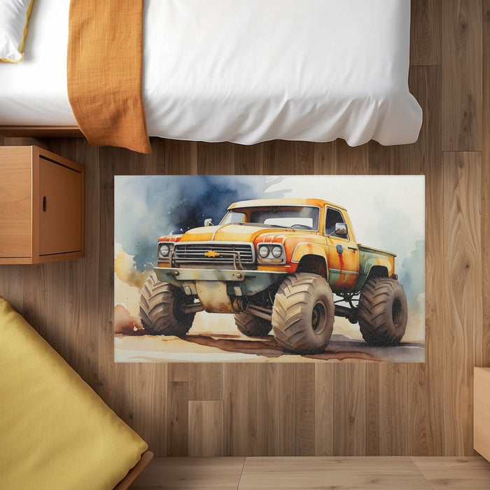 TeepeeJoy Monster Truck Rug for Nursery and Kids Rooms - Bigfoot Bounce