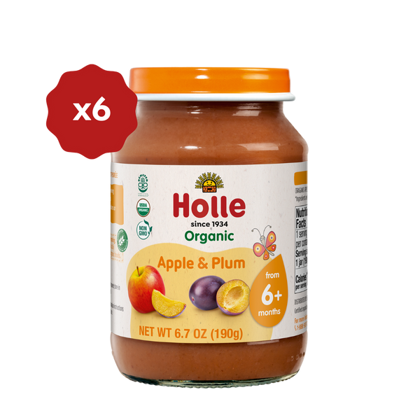 Holle Organic Baby Food Jar - Apple & Plum - 6 Jars