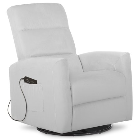Evolur Reevo Upholstered Faux Leather Seating Glider Swivel, Massager