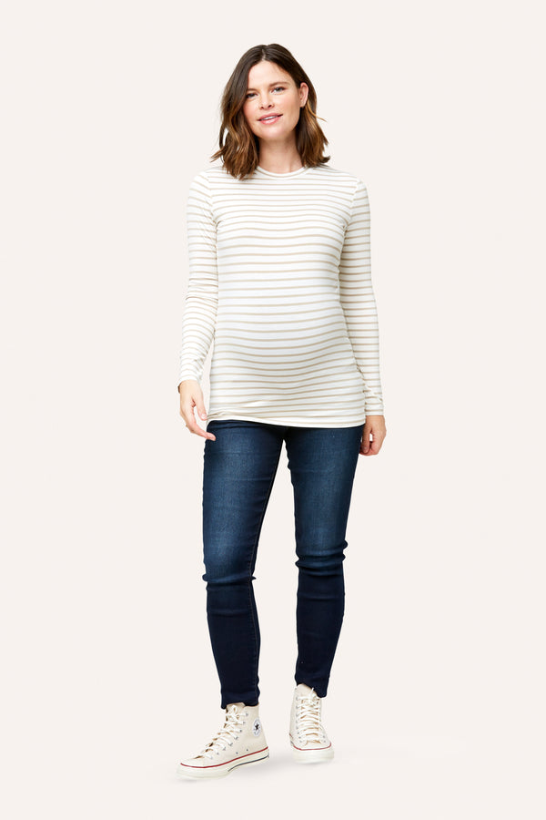 NOM Maternity Liv Long Sleeve Crew Neck Tee