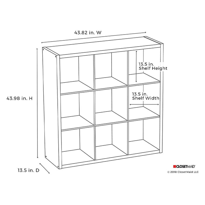 ClosetMaid Decorative Bookcase Open Back 9-Cube Storage Organizer, Graphite Gray