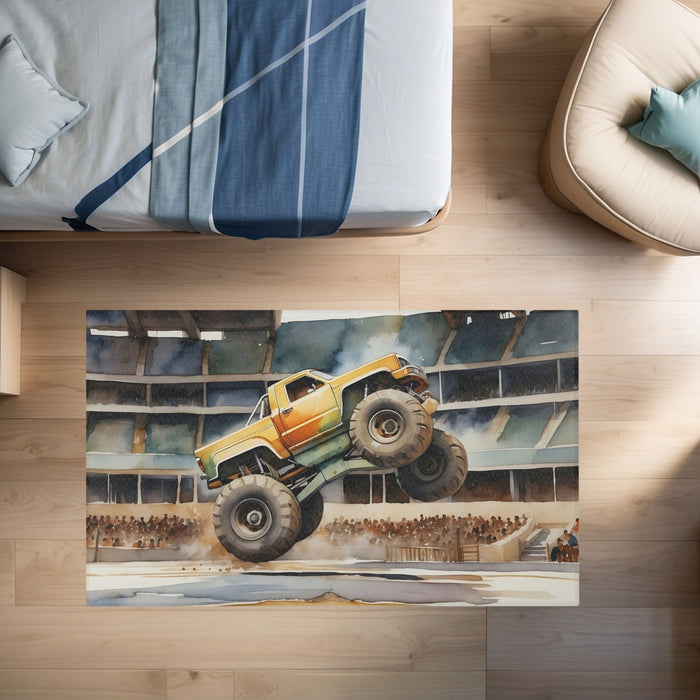 TeepeeJoy Monster Truck Area Rug for Nursery and Kids Rooms - Leapin' Legend