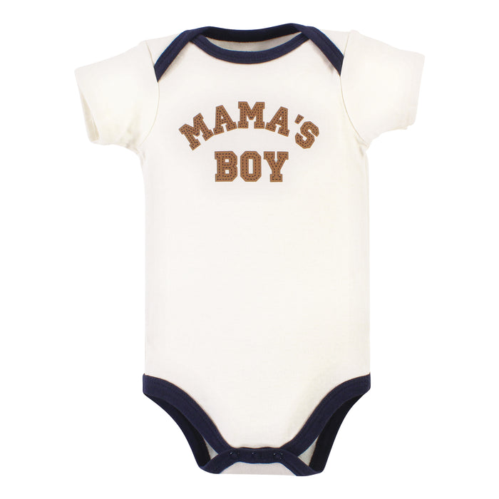 Hudson Baby Infant Boy Cotton Bodysuit and Pant Set, Brown Navy Mamas Boy Short-Sleeve