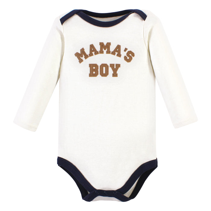 Hudson Baby Infant Boy Long-Sleeve Bodysuits and Pants, Brown Navy Mamas Boy