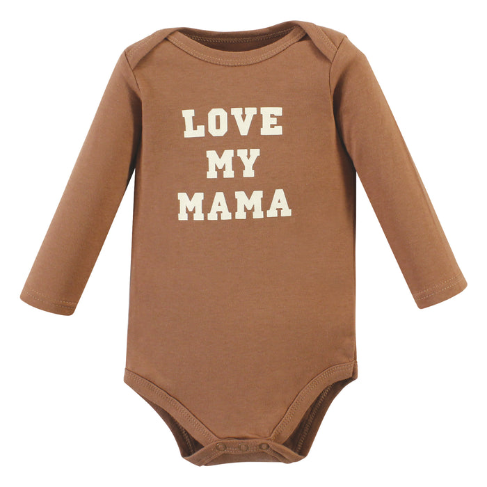 Hudson Baby Infant Boy Long-Sleeve Bodysuits and Pants, Brown Navy Mamas Boy