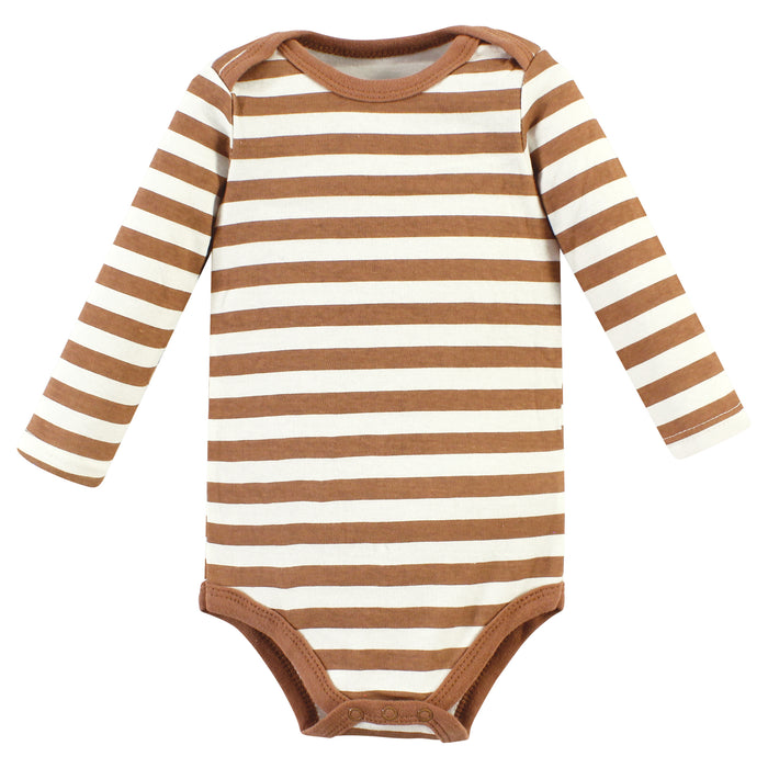 Hudson Baby Cotton Long-Sleeve Bodysuits, Brown Navy Mamas Boy 5-Pack