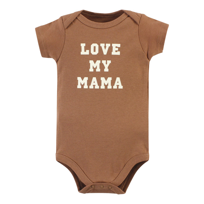 Hudson Baby Infant Boy Cotton Bodysuits, Brown Navy Mamas Boy 5-Pack