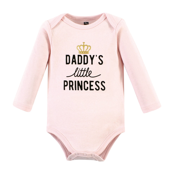 Hudson Baby Infant Girl Cotton Long-Sleeve Bodysuits, Daddys Little Princess 5-Pack