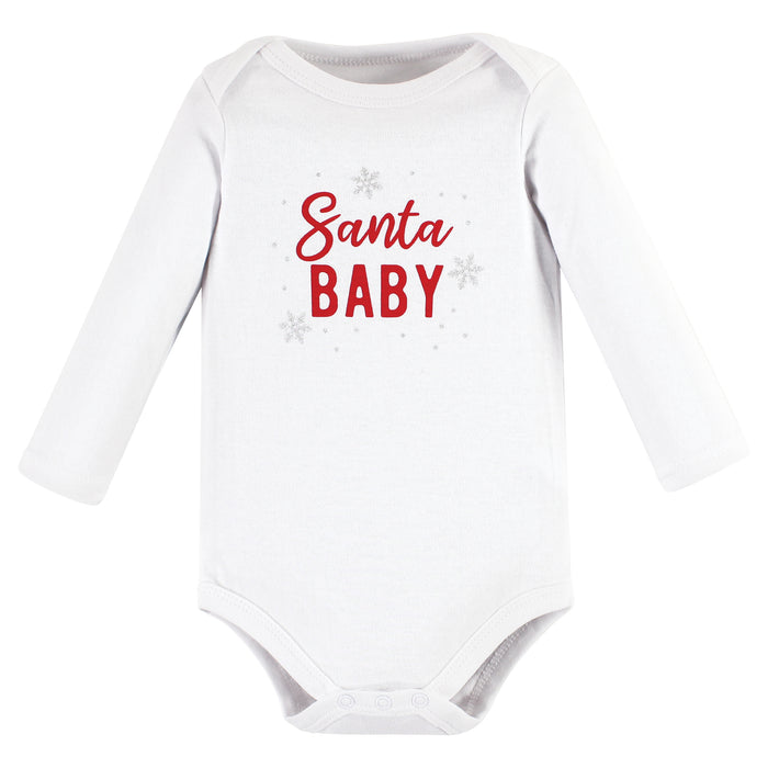 Hudson Baby Infant Girl Cotton Long-Sleeve Bodysuits, Girl Christmas Sayings