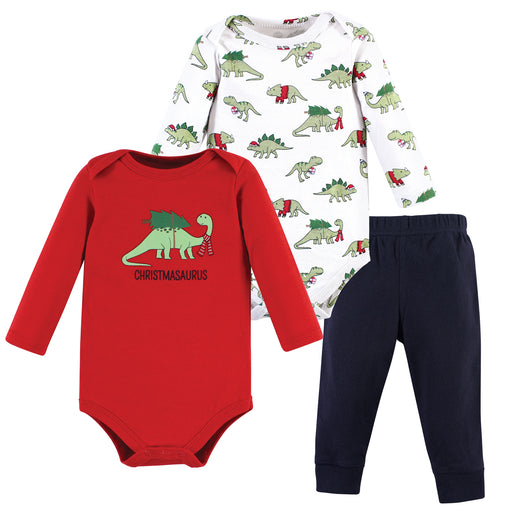 Hudson Baby Infant Boy Long-Sleeve Bodysuits and Pants, Christmasaurus
