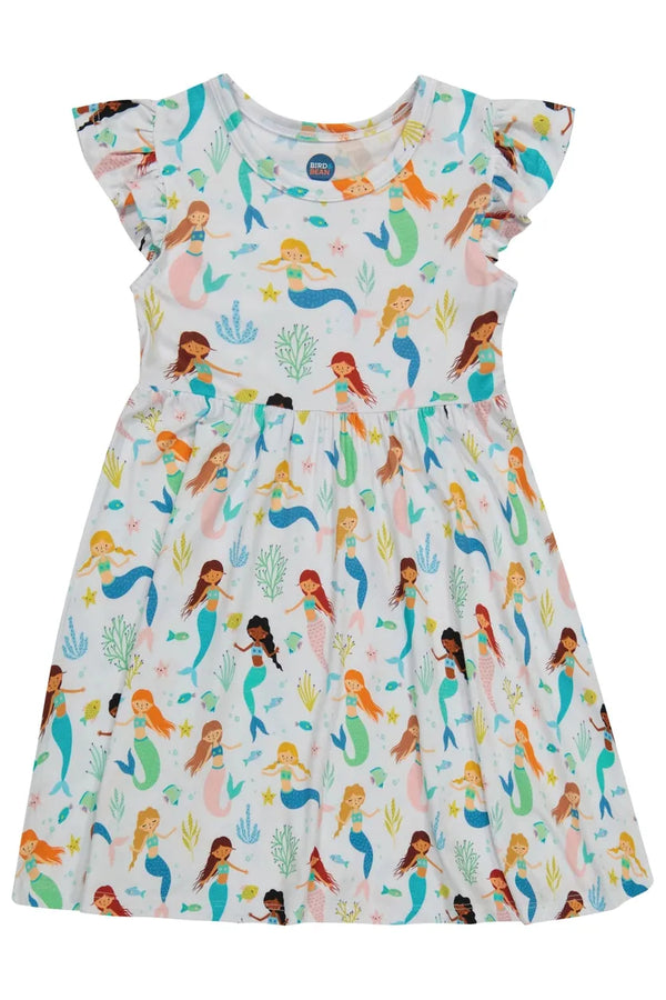 Bird & Bean Bamboo Flutter Twirl Dress - Mermaid Magic