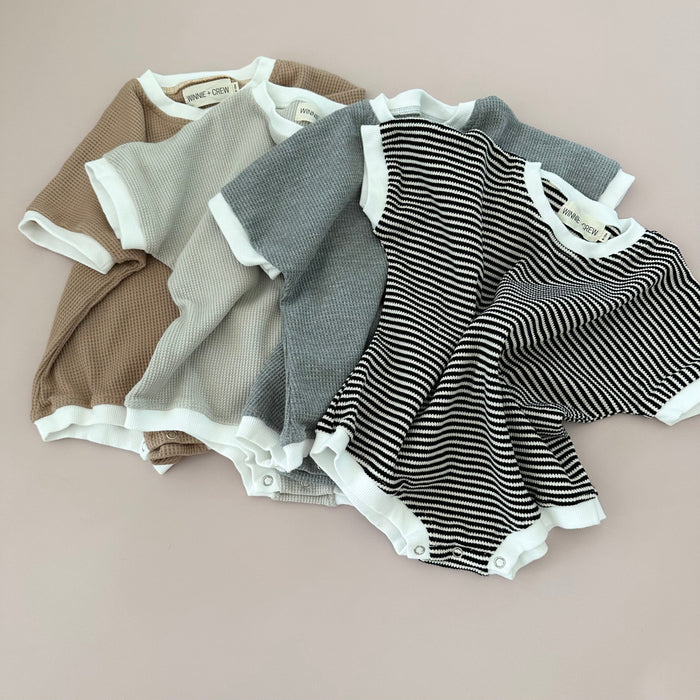 Winnie + Crew Ezra Waffle Romper in Grey