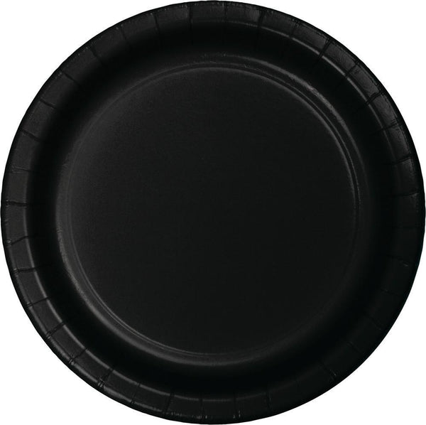 Party Decorations Black Paper Plates, 24 ct