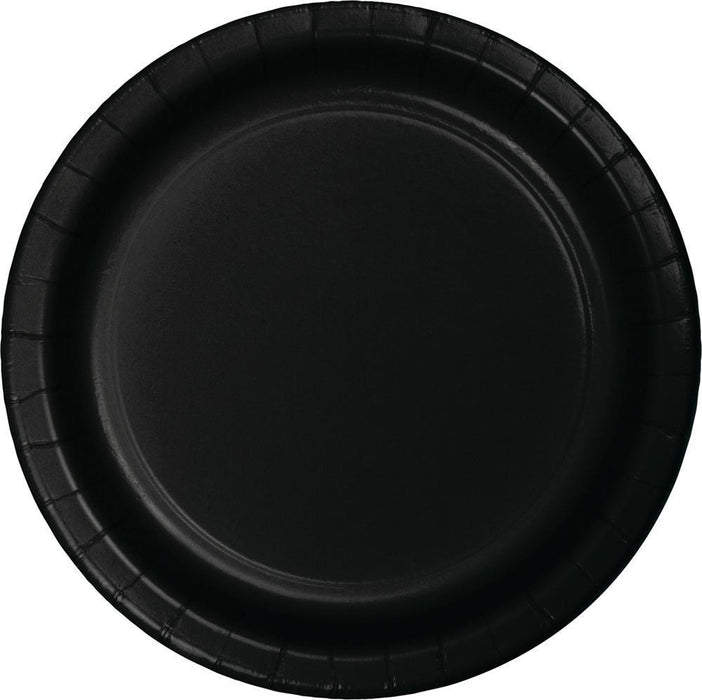 Party Decorations Black Paper Plates, 24 ct