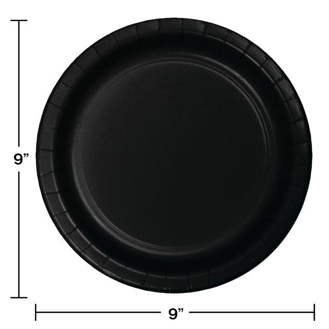 Party Decorations Black Paper Plates, 24 ct