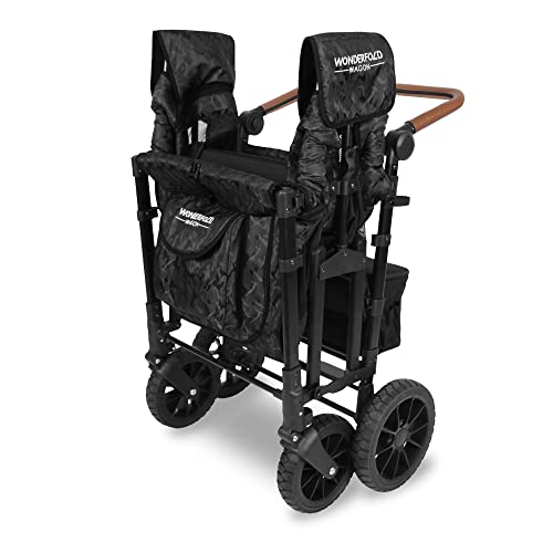 WonderFold W4 Luxe Quad Stroller Wagon in Black Camo