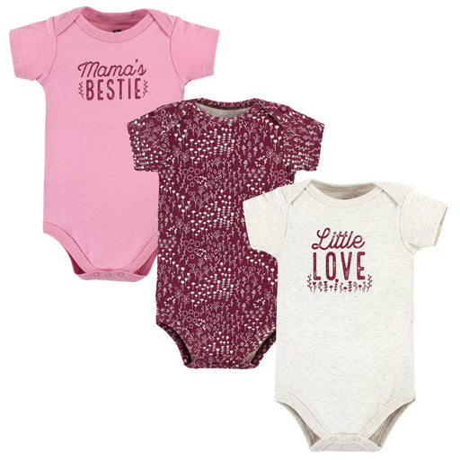 Hudson Baby Infant Girl Cotton Bodysuits, Little Love Flowers 3-Pack